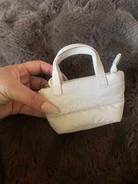 Rare Beauty White Quilted Cosmetic Mini Tote